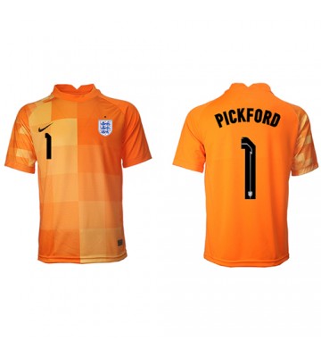 Lacne Muži Futbalové dres Anglicko Jordan Pickford #1 Brankarsky  MS 2022 Krátky Rukáv - Preč